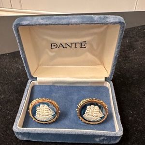 Vintage Dante Cufflinks with clipper shop Incolay Stone